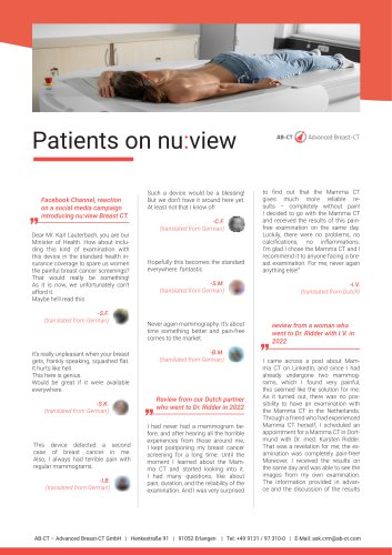 Testimonials from patients