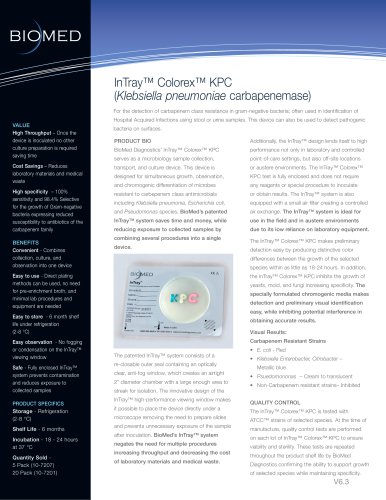 InTray™ Colorex™ KPC  ( Klebsiella pneumoniae  carbapenemase)