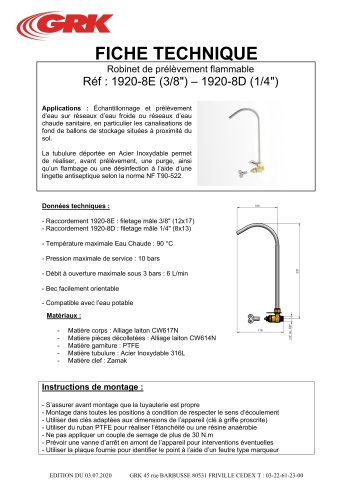 ROBINET DE PRÉLÉVEMENT FOND DE BALLON