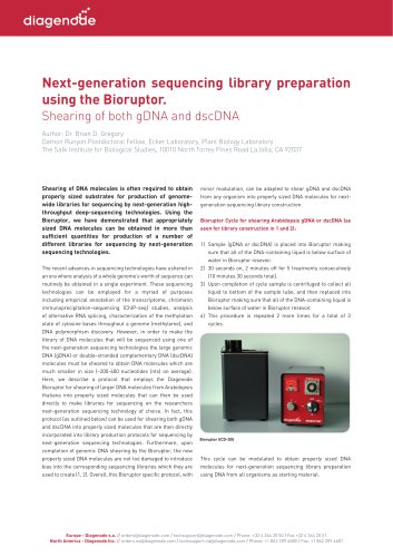 Next-generation sequencing library preparation using the Bioruptor.