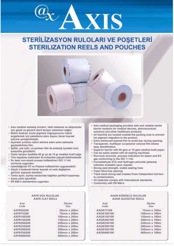 STERILIZATION REELS AND POUCHES
