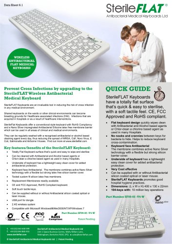 Wireless Antibacterial Flat Medical Keyboard