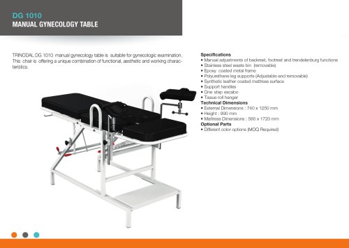 MANUAL GYNECOLOGYCAL EXAMINATION TABLE