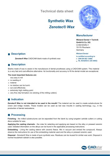 Synthetic Wax  Zenotec® Wax