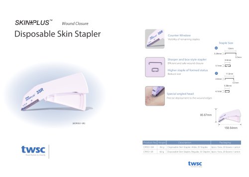 TSS-35W/35R twsc Inno-Skinplus Disposable Skin Stapler