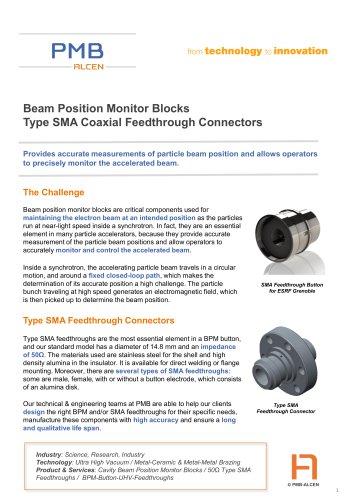 Beam Position Monitor Blocks Type SMA Coaxial Feedthrough Connectors