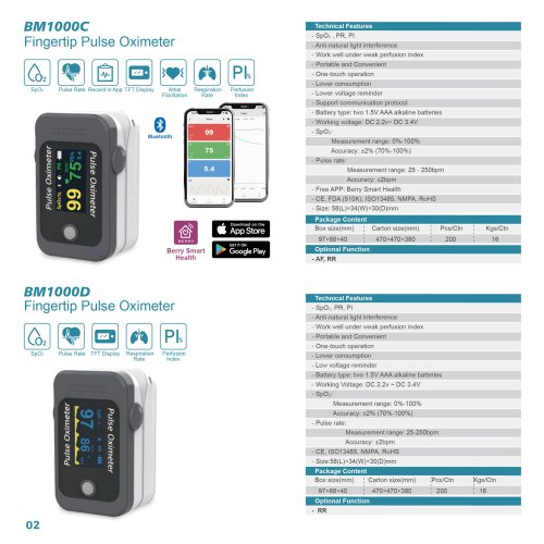 BM1000C Fingertip Pulse Oximeter