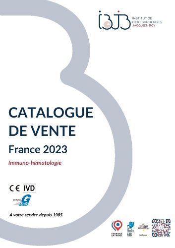 Catalogue de vente IBJB 2023 France - Immuno-hématologie