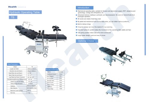 Catalog Hydraulic Surgical Table TS