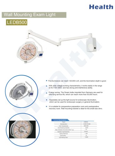 Catalog-LEDB500-Wall Mount Surgical Light