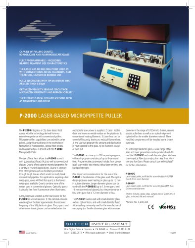 P-2000 LASER-BASED MICROPIPETTE PULLER