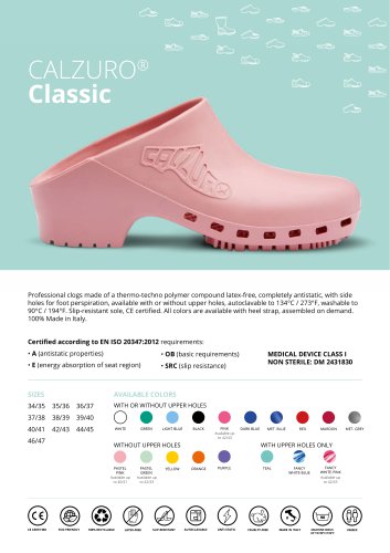 PROFESISONAL CLOGS CALZURO CLASSIC WITH UPPER HOLES