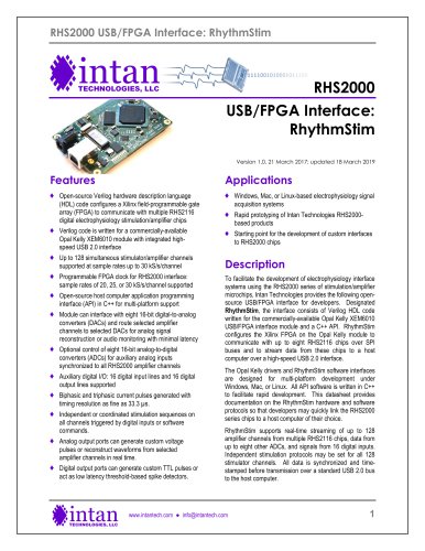 RHS2000 USB/FPGA Interface: RhythmStim