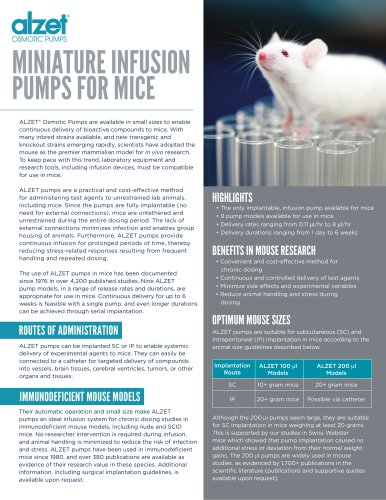 MINIATURE INFUSION PUMPS FOR MICE