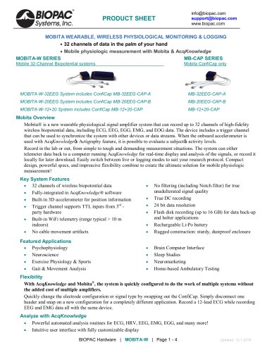 MOBITA WEARABLE, WIRELESS PHYSIOLOGICAL MONITORING & LOGGING