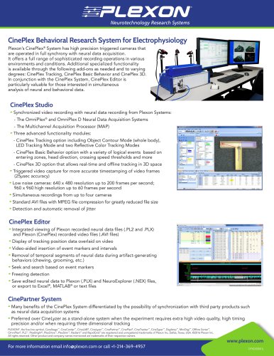 CinePlex Behavioral Research System Data Sheet