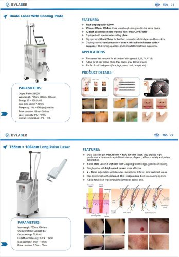 755nm+1064nm long pulse laser & 1200w diode laser hair removal machine with cooling plate for your choice