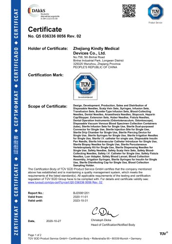 TUV certificate -KDL Medical- Q5 036336 0056 Rev. 02