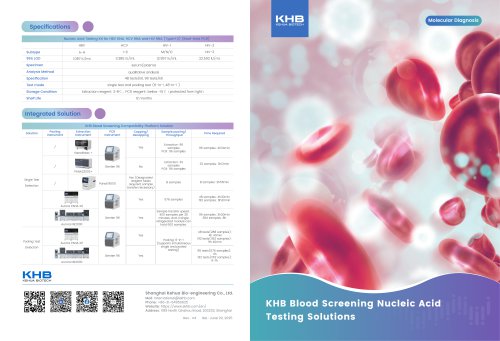 KHB Nucleic Acid Testing Kit for HBV DNA, HCV RNA and HIV RNA (Type 1+2) (Real-time PCR)