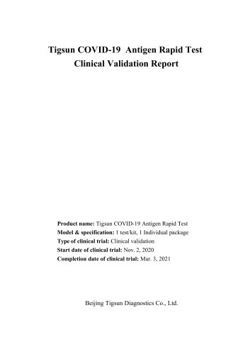 TigsunCOVID-19AntigenRapidTest ClinicalValidationReport