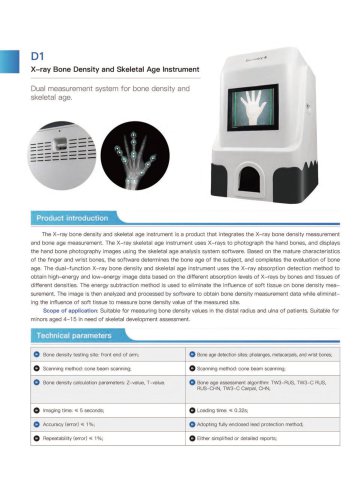 D1 X-ray Bone Density and Skeletal Age Instrument
