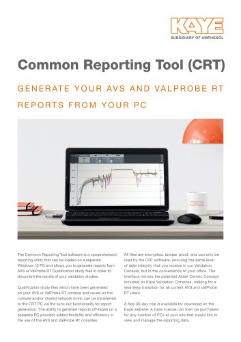 Common Reporting Tool for Kaye AVS & ValProbe RT