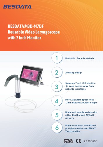 Reusable Video Laryngoscope with 7 Inch Monitor BD-M7DF