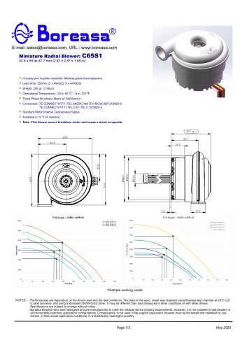 Electronic ventilator centrifugal blower C65S1-12PR-01