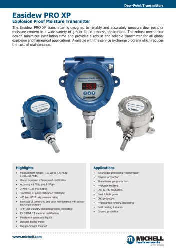 Easidew PRO XP Explosion Proof Moisture Transmitter