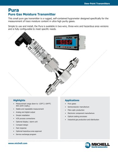 Pura Pure Gas Moisture Transmitter