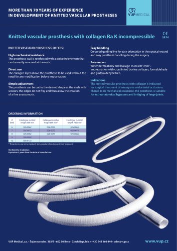 Knitted vascular prosthesis with collagen_incompressible