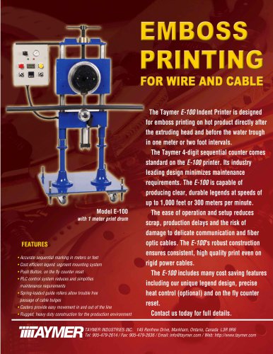 Model E-100 Emboss Printing for wire and Cable