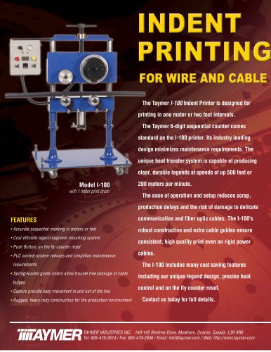 Model I-100 Indent Printing for wire and cable