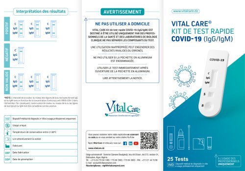 VITAL CARE® KIT DE TEST RAPIDE COVID-19 (IgG/IgM)