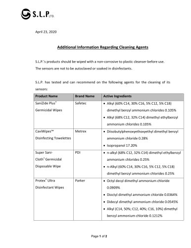 SLP Cleaning Information