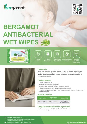 BERGAMOT ANTIBACTERIAL WET WIPES