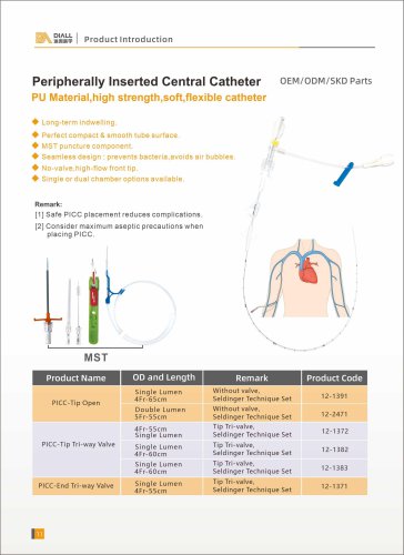 DIALL peripherally inserted central catheter-tip tri-way valve 1.9Fr-30cm