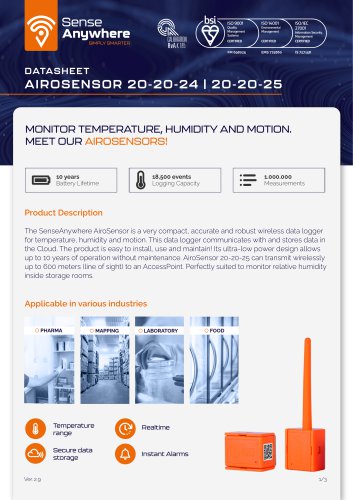 SenseAnywhere AiroSensor Model 20-20-24 20-20-25