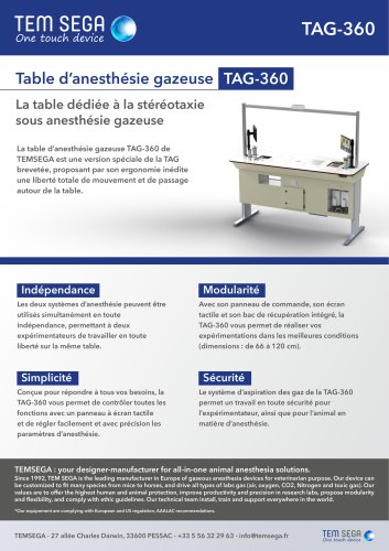 TAG 360: Rodent Autonomous Anesthesia Table / 200 cm width