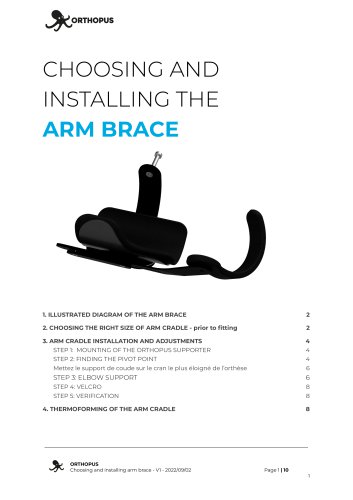 CHOOSING AND INSTALLING THE ARM BRACE