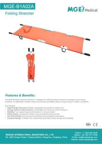 MGE-B1A02A Folding Stretcher Brochure - CE & ISO Certified