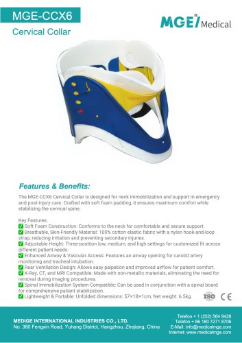 MGE-CCX6 Cervical Collar Brochure - CE & ISO Certified