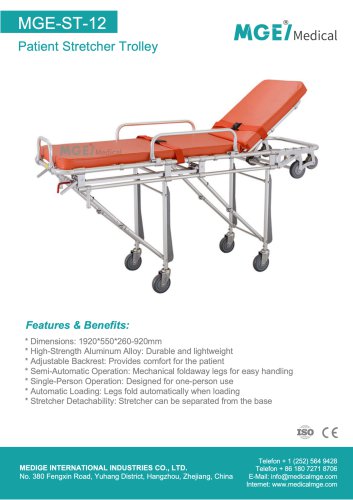 MGE-ST-12 Ambulance Stretcher Trolley Brochure - CE & ISO Certified