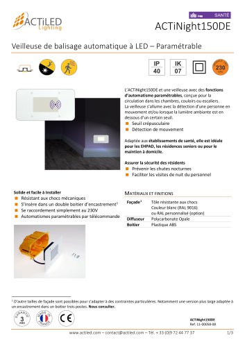 veilleuse de balisage automatique à LED, paramétrable ACTiNight150DE