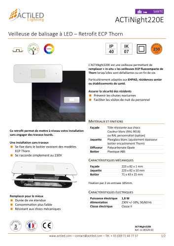 Veilleuse de balisage à LED - Retrofit ECP Thorn ACTiNight220E