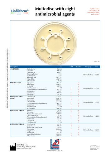 Multodisc with eight antimicrobial agents