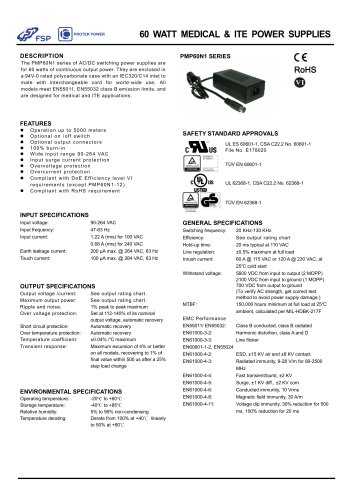 60 WATT MEDICAL & ITE POWER SUPPLIES