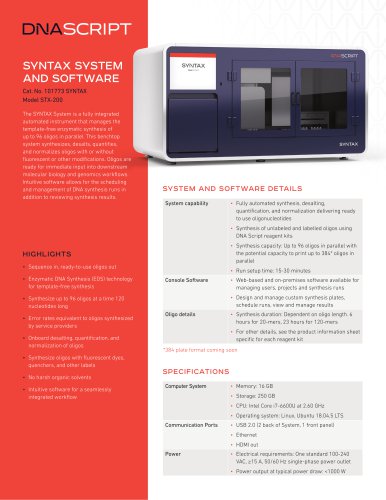 SYNTAX SYSTEM AND SOFTWARE