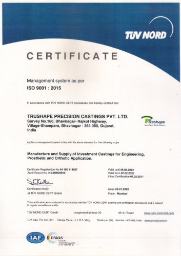 TPCL ISO 9001-2015 Certificate