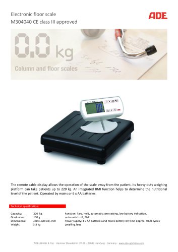 Electronic Personal Scale with cable remote display M304040